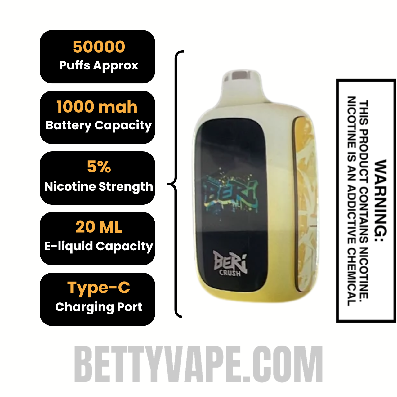 OG Lemonade Beri Crush 50K Disposable Vape Specifications
