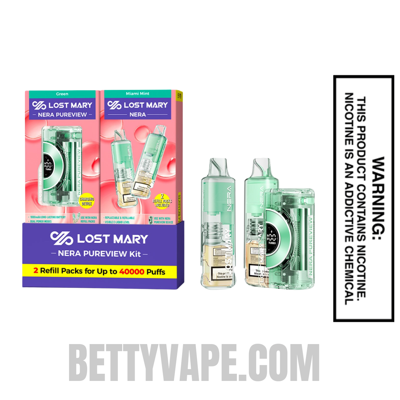 Miami Mint Lost Mary Nera Pureview 40K Vape Kit with package box Miami Mint Lost Mary Nera Pureview 40K Vape Kit with package box