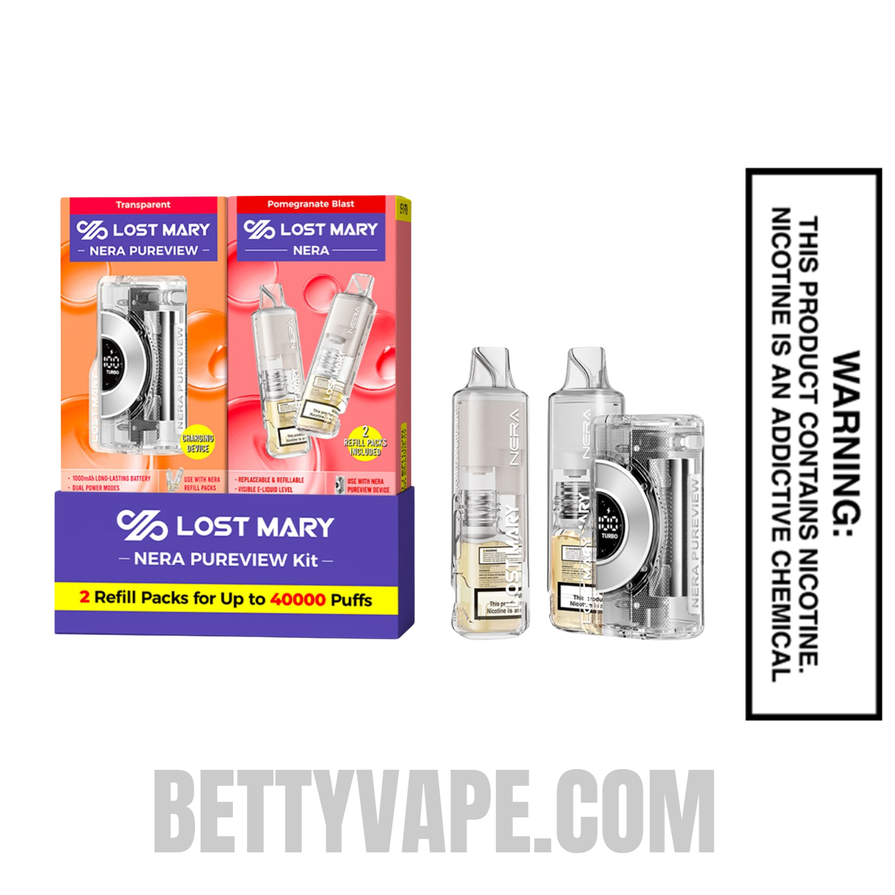 Pomegranate Blast Lost Mary Nera Pureview 40K Vape Kit with package box Pomegranate Blast Lost Mary Nera Pureview 40K Vape Kit with package box