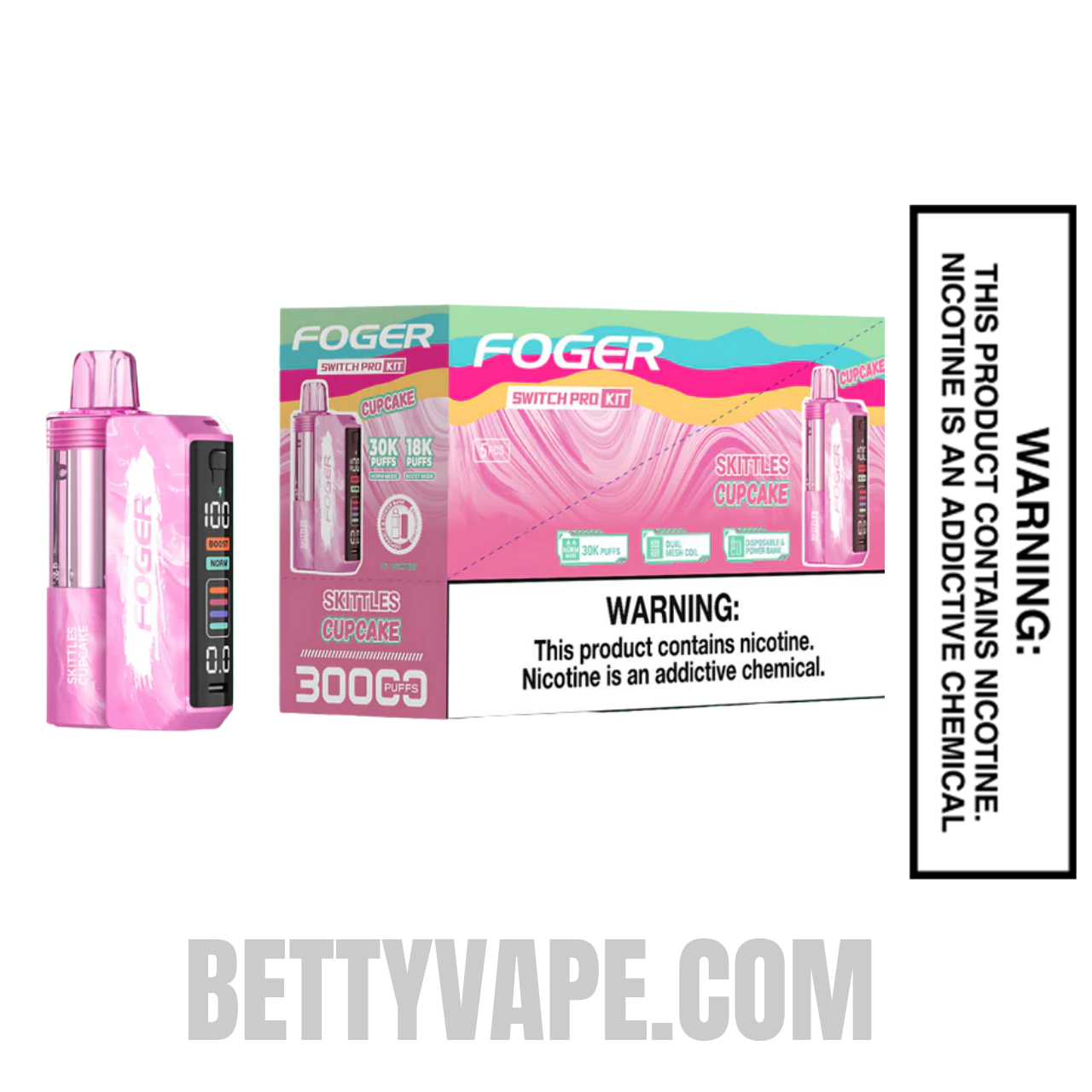 Skittles Cupcake Foger Switch Pro 30K Disposable Vape Kit with bundle box