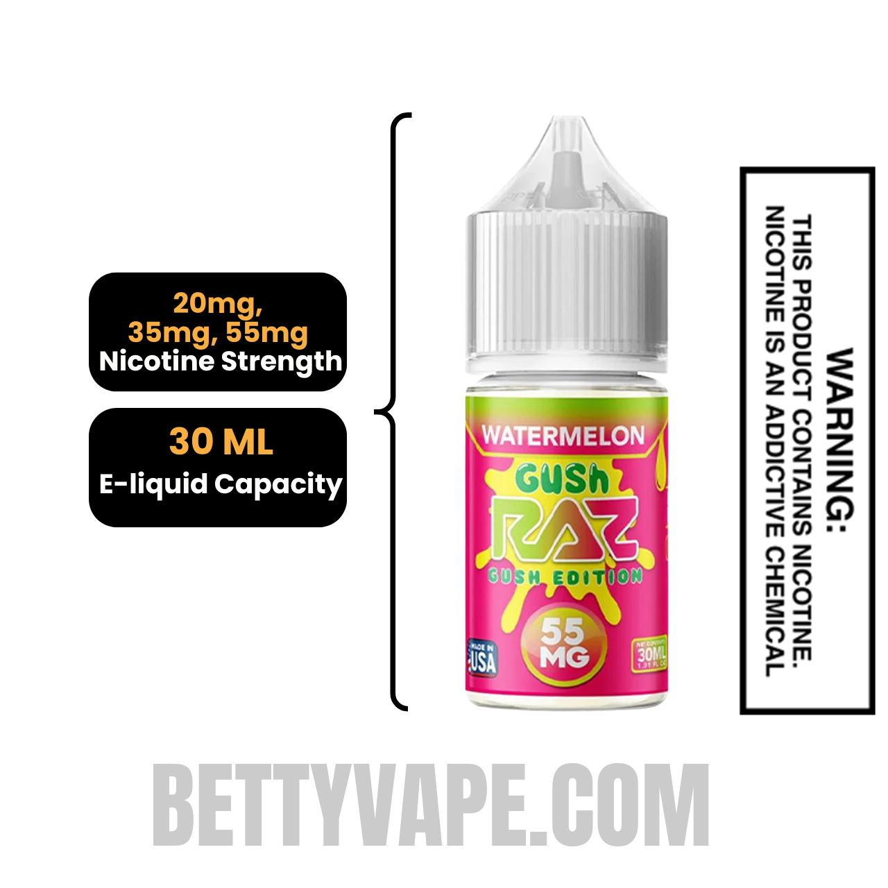Watermelon Gush RAZ Salt Nic Juice 30 ML Specification