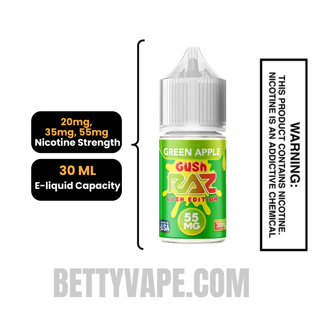 Green Apple Gush RAZ Salt Nic Juice 30 ML Specification