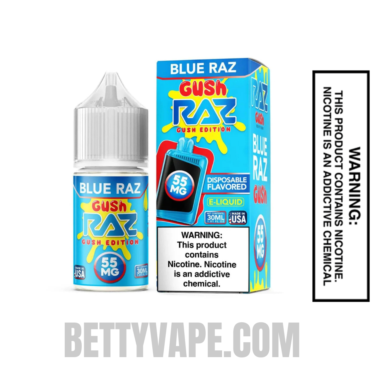 Blue Raz Gush RAZ Salt Nic Juice 30 ML with package box