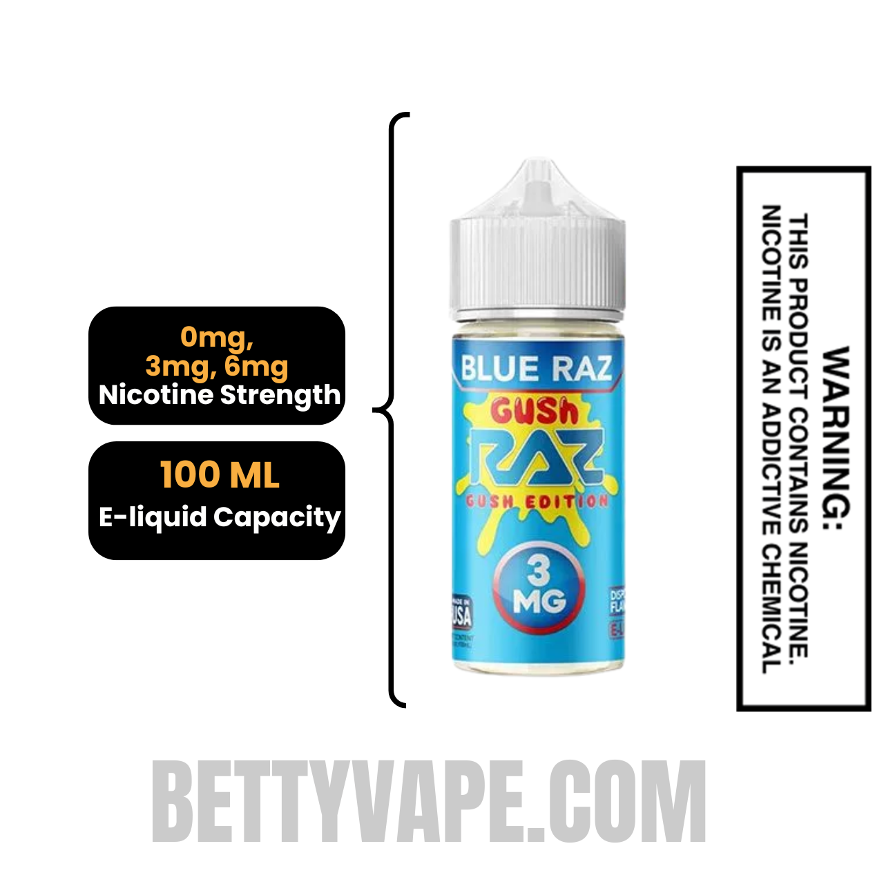 Blue Raz Gush RAZ Vape Juice 100 ML Specification