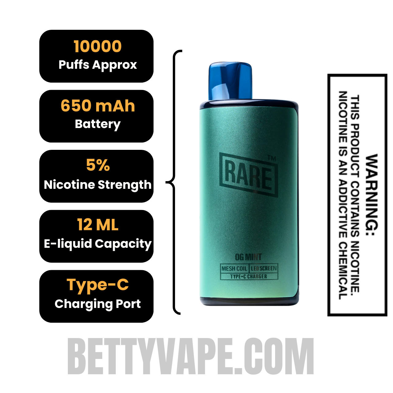 OG Mint Rare Palm 10000 Disposable Vape specifications