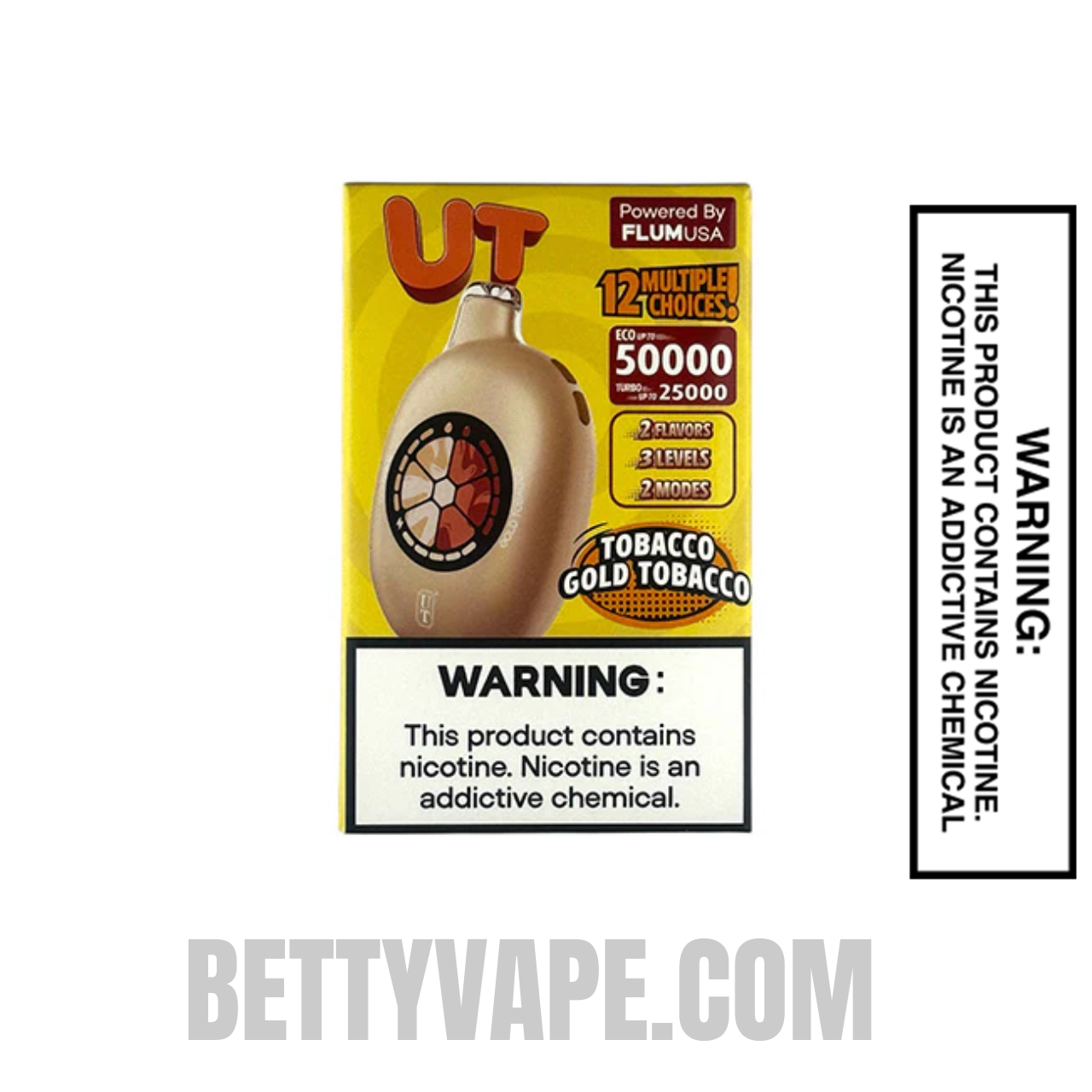 Tobacco_Gold Tobacco Flum UT Bar 50K Disposable Vape with package box