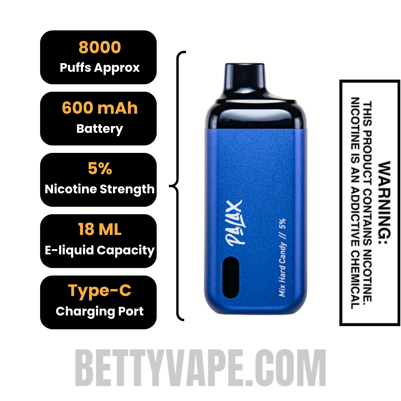 Mix Hard Candy Palax KC8000 Disposable Vape Specifications Mix Hard Candy Palax KC8000 Disposable Vape Specifications