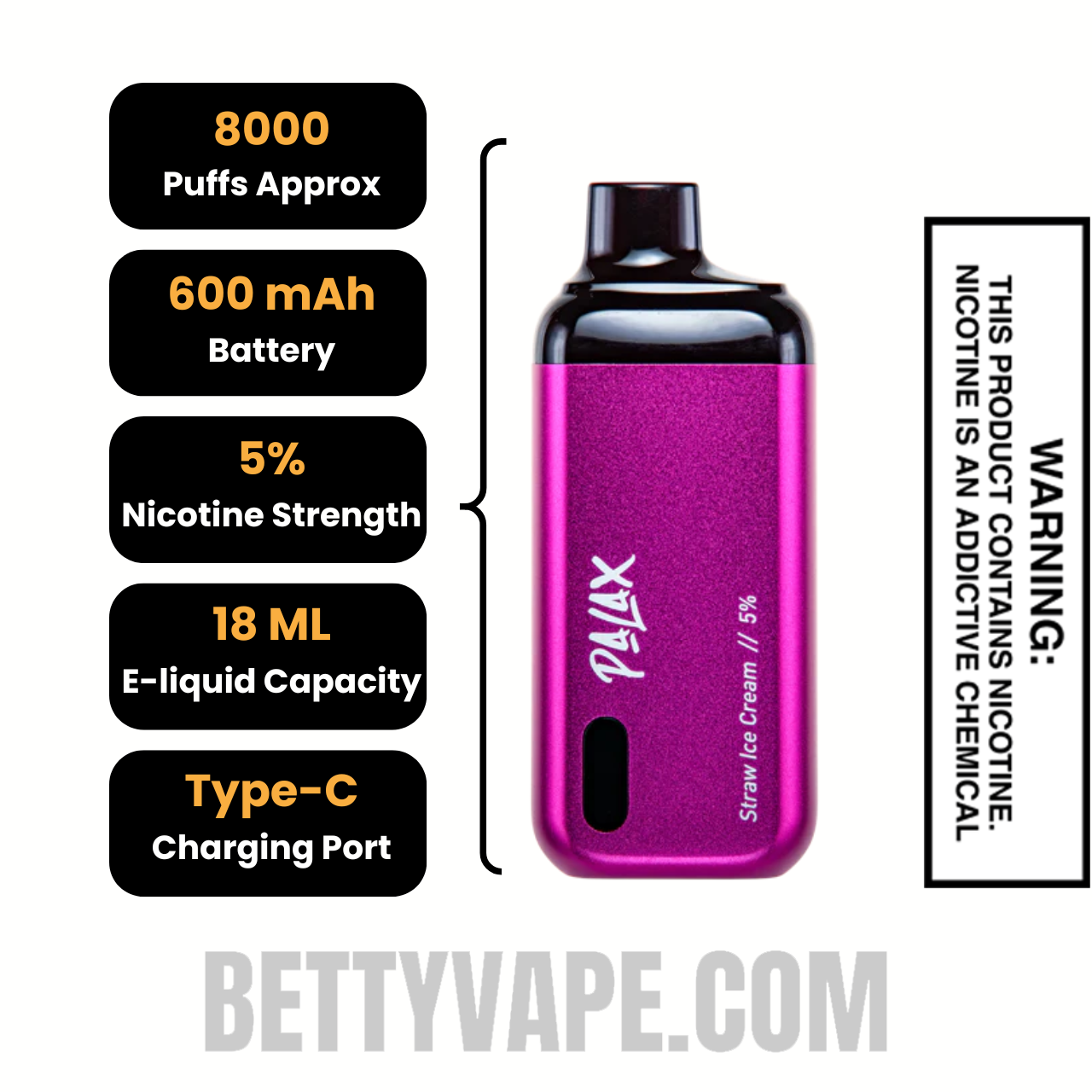 Straw Ice Cream Palax KC8000 Disposable Vape Specifications Straw Ice Cream Palax KC8000 Disposable Vape Specifications