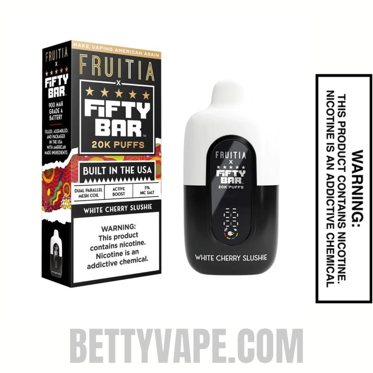 White Cherry Slushie Fruitia X Fifty Bar 20K Disposable Vape  With Package Box