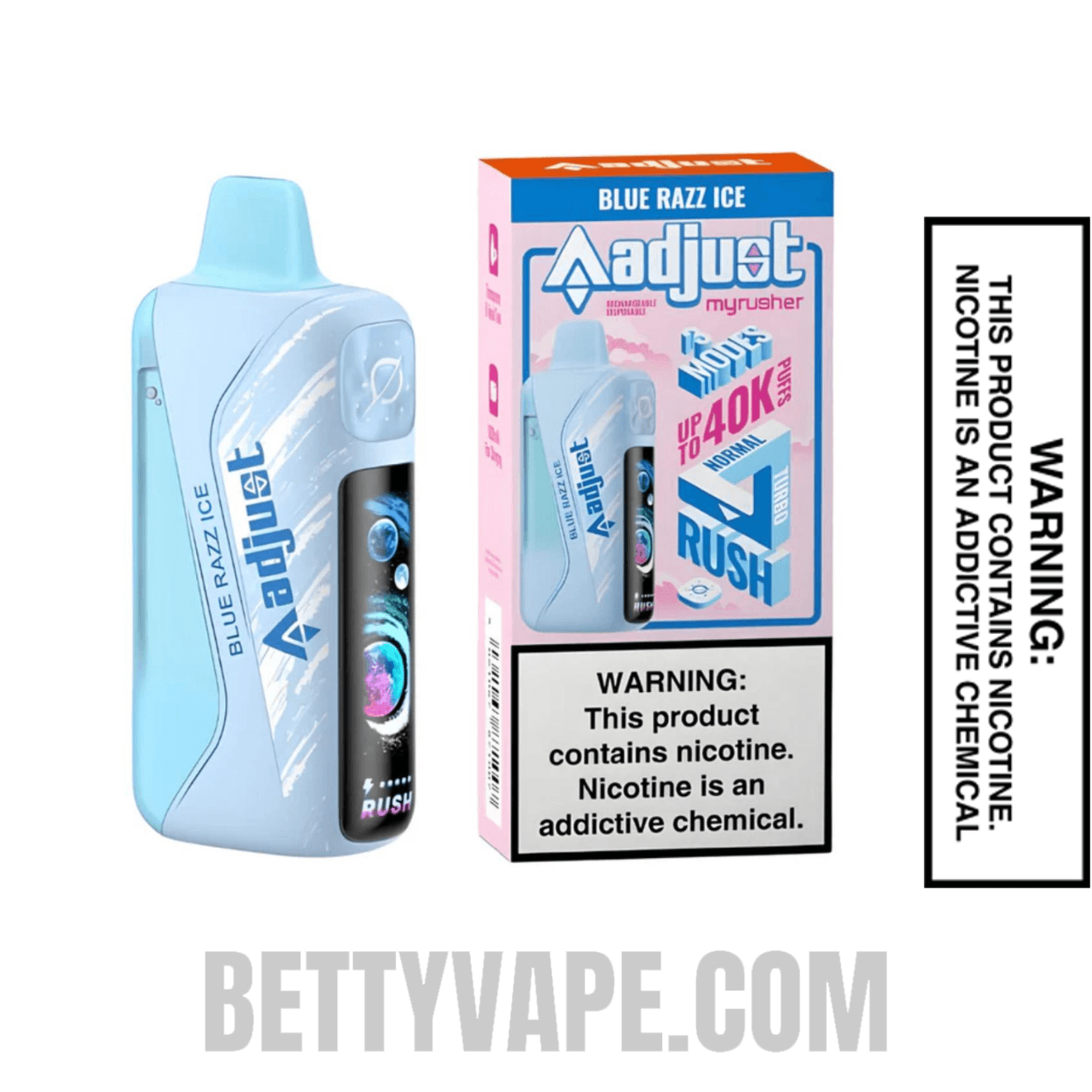 Blue Razz Ice Adjust MyRusher 40K Disposable Vape with Package Box