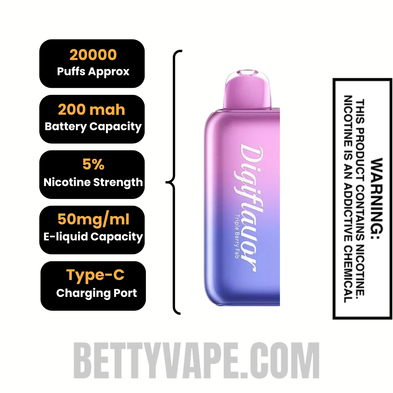 Triple Berry Fab Digiflavor BRK 20K Disposable Pod specifications