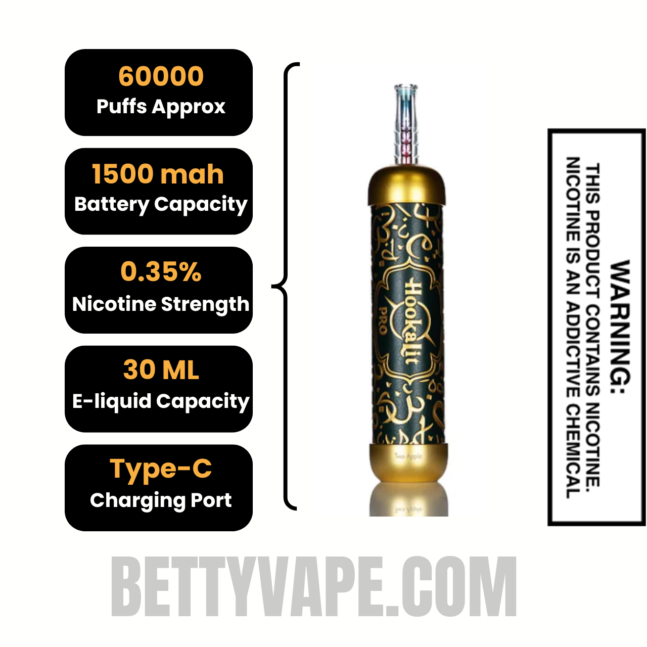 Two Apple OLIT Hookalit Pro 60K Disposable Vape Specifications