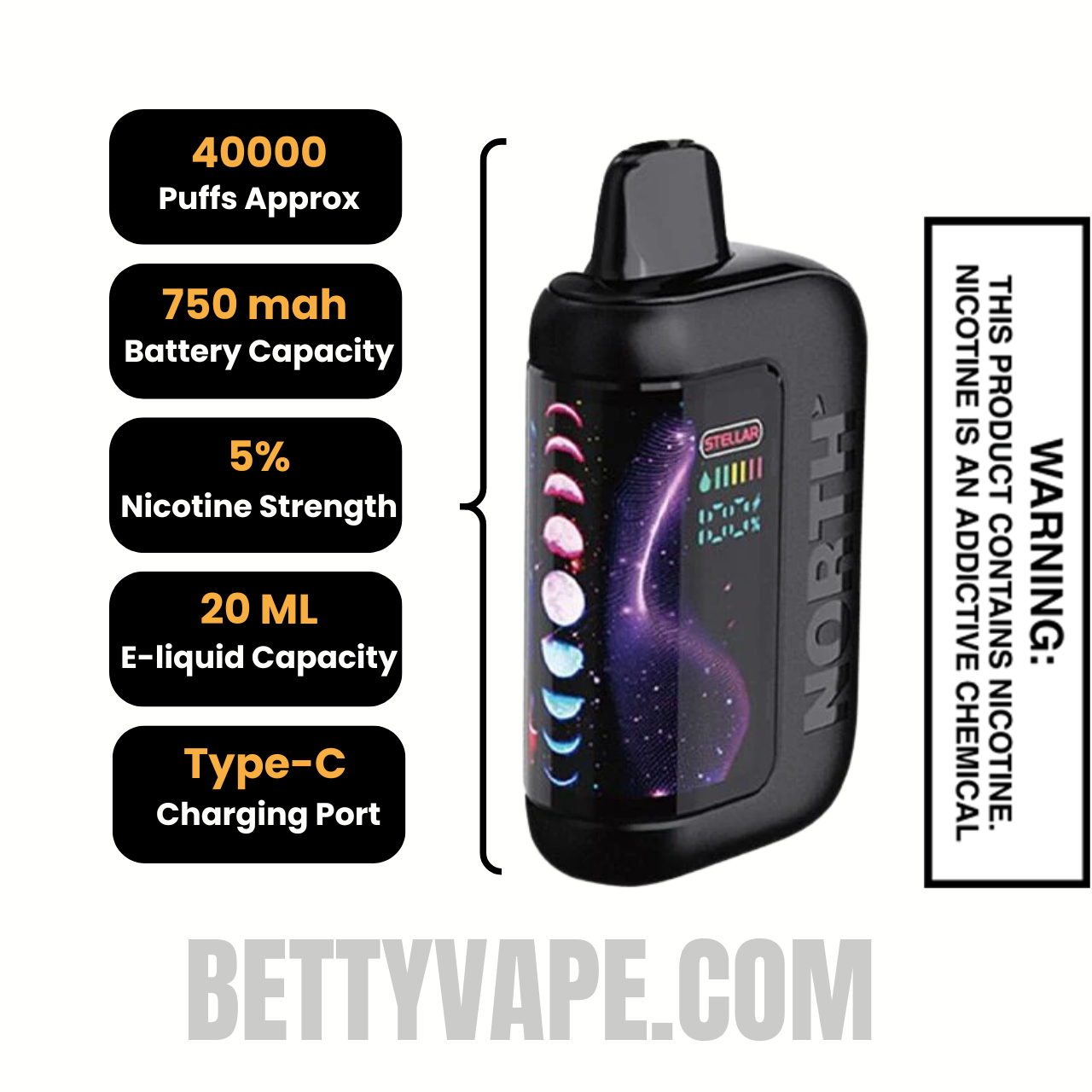 Star Blast North Stellar Dark Moon Edition 40K Vape Specifications