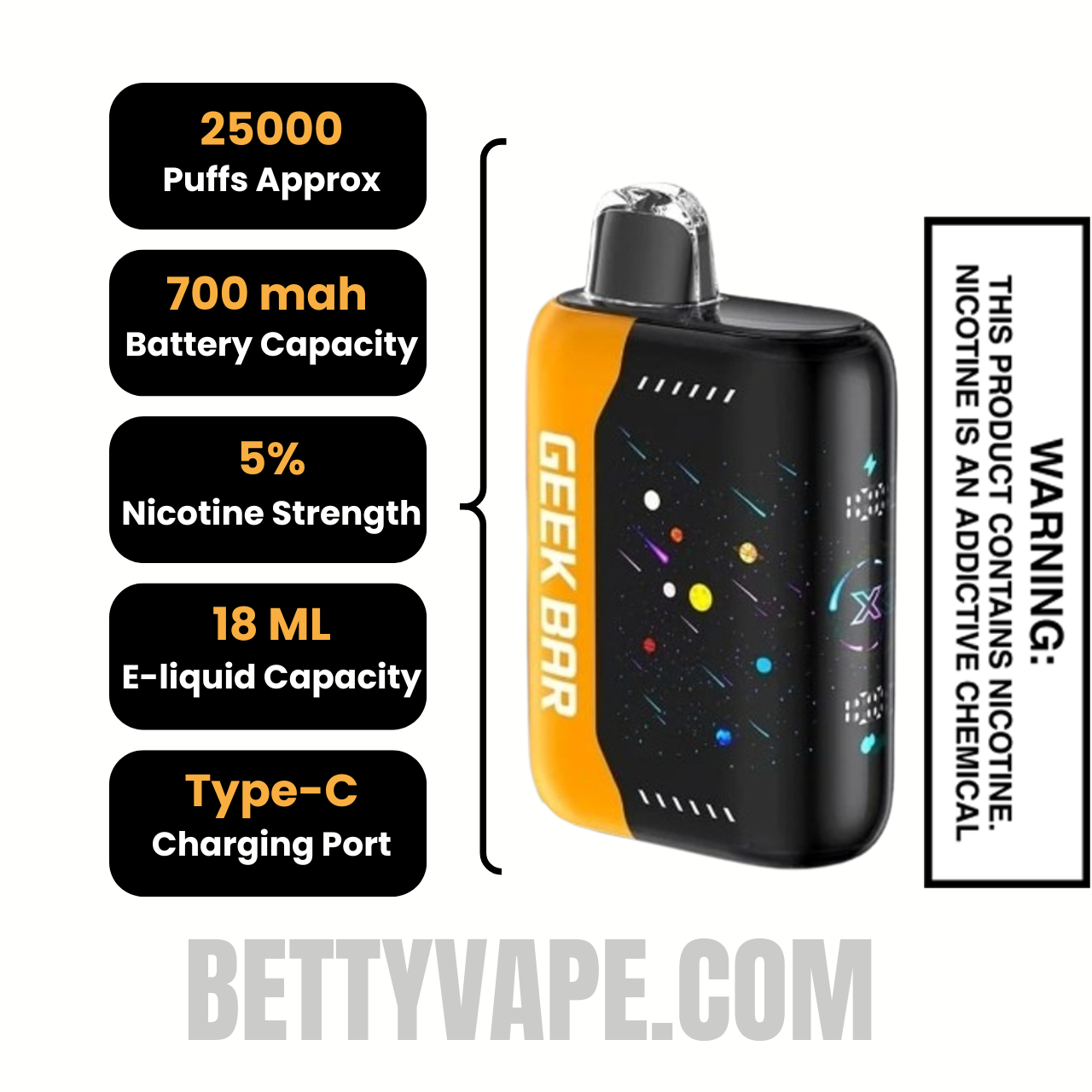Orange Mint Geek Bar Pulse X Disposable Vape Specifications