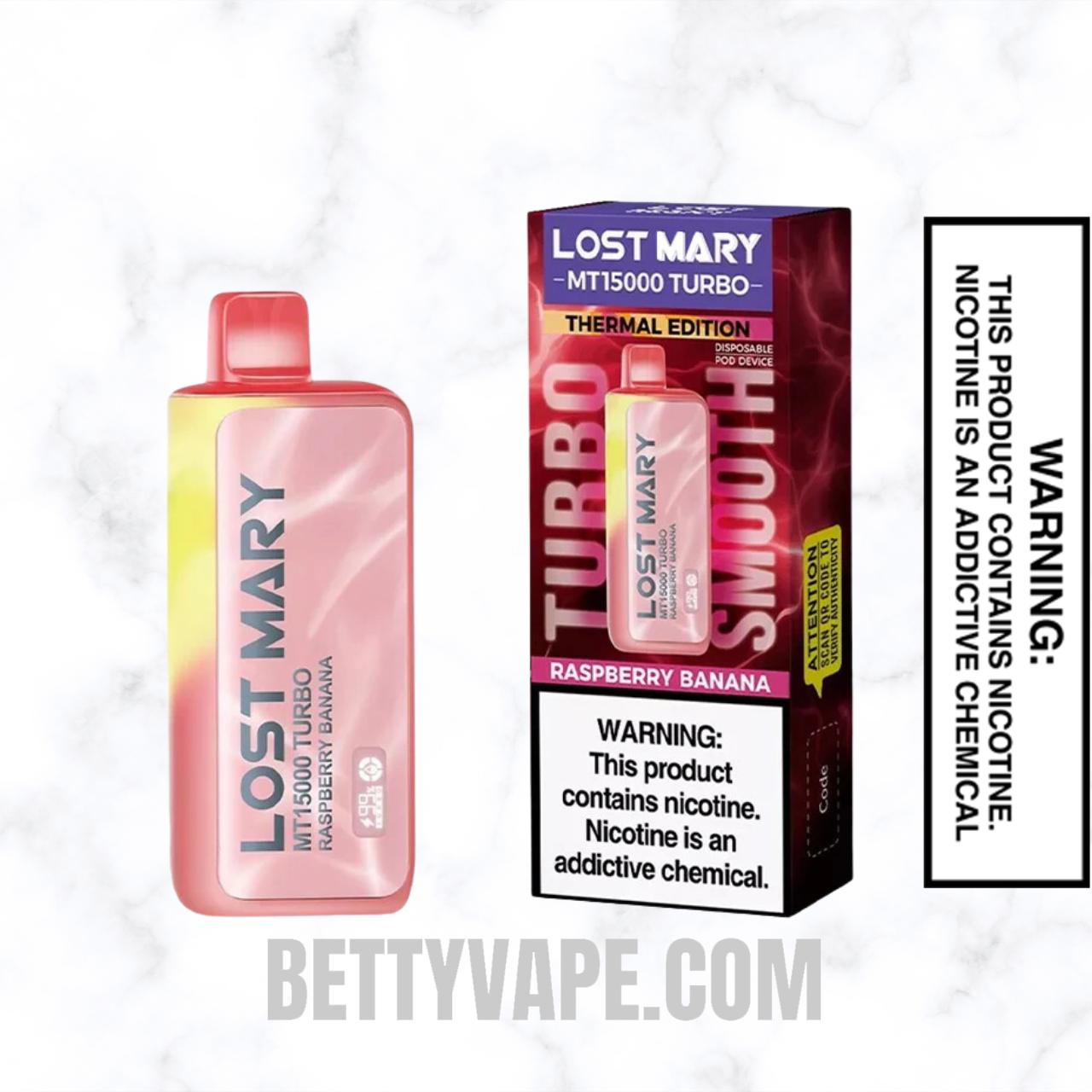 Raspberry Banana Lost Mary MT15000 Turbo Disposable Vape Specifications