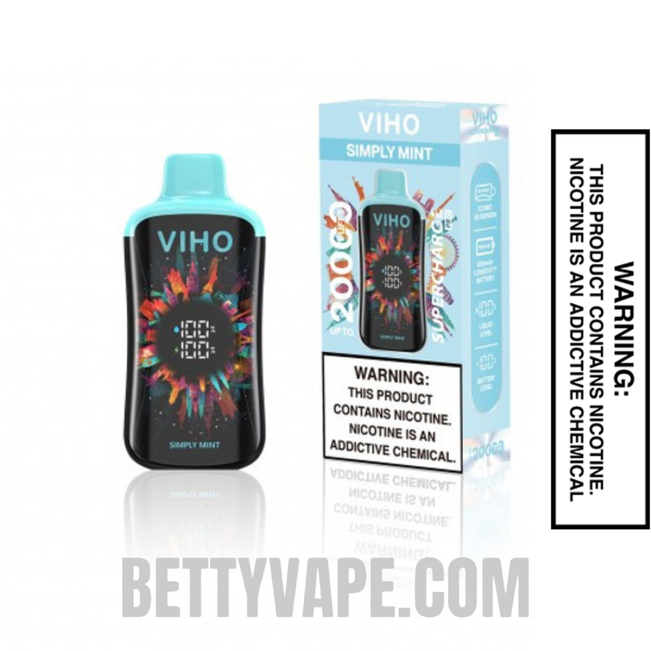 Simply Mint VIHO Supercharge Pro 20K Disposable Vape With Package Box