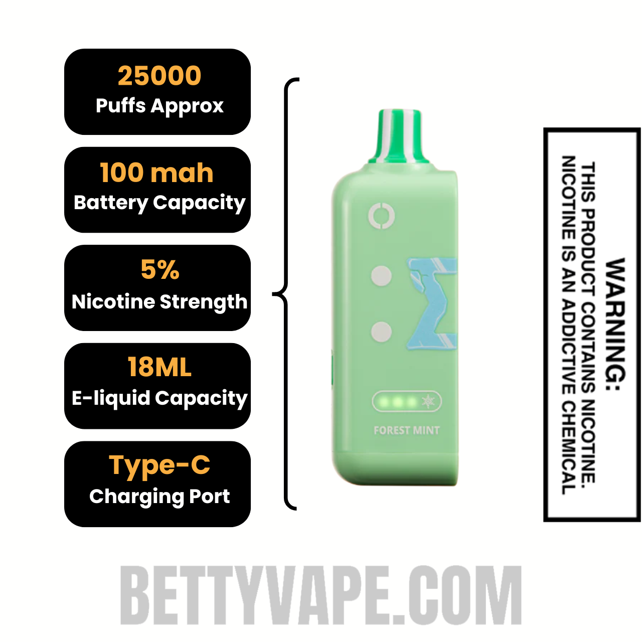 Forest Mint Off Stamp Ice Cube 25K Disposable Pod Specifications