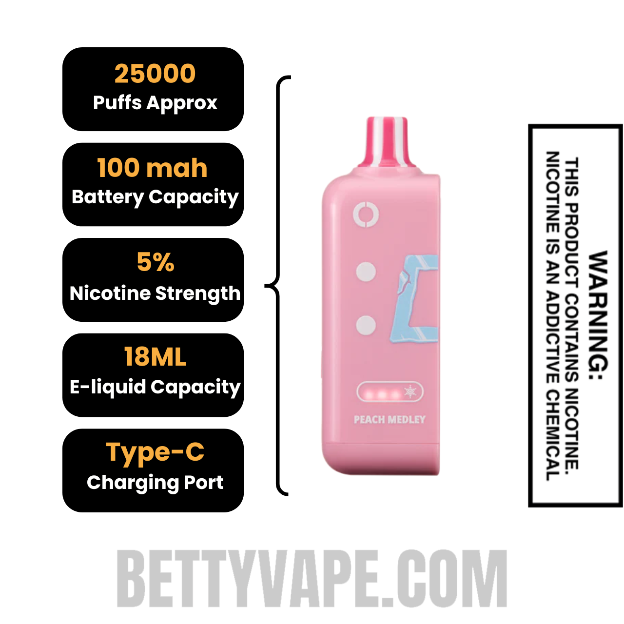 Peach Medley Off Stamp Ice Cube 25K Disposable Pod Specifications