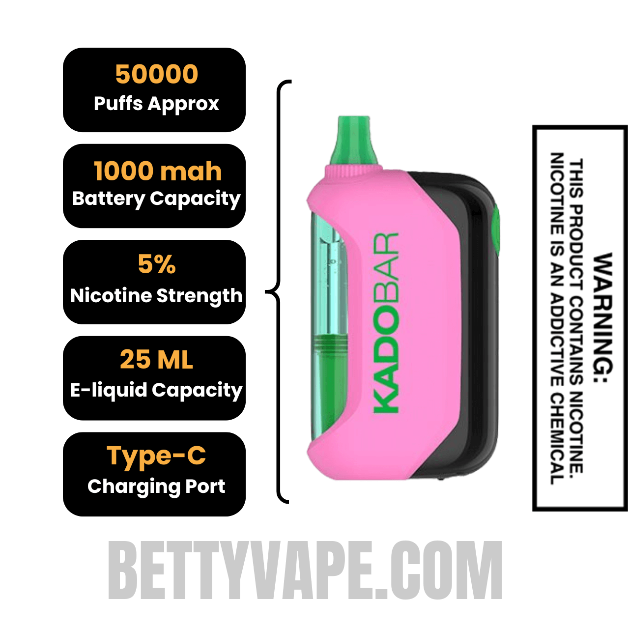 Strawberry Kiwi Kado Bar Drip 50K Disposable Vape Specification