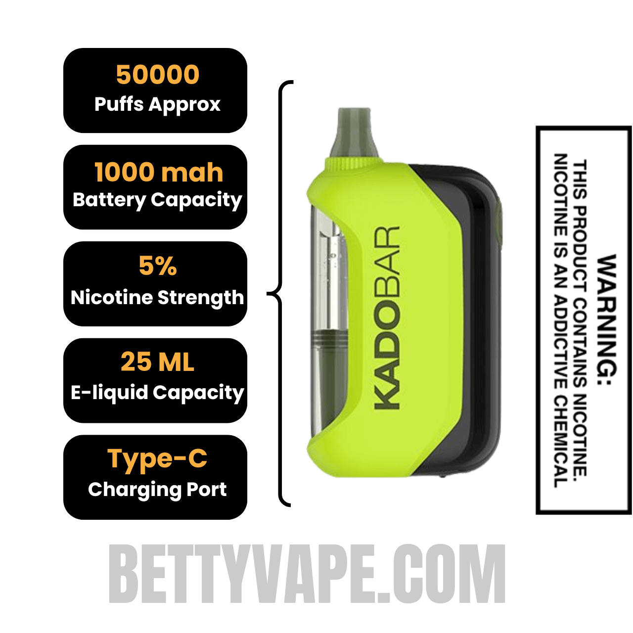 Matcha Latte Kado Bar Drip 50K Disposable Vape Specifications