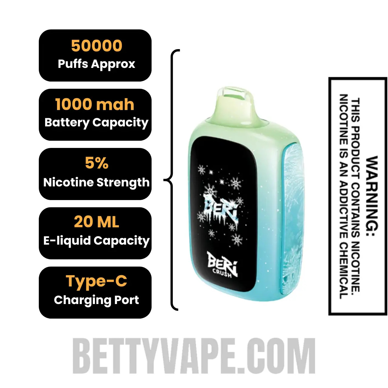 Alaskan Mint Beri Crush 50K Disposable Vape Specifications