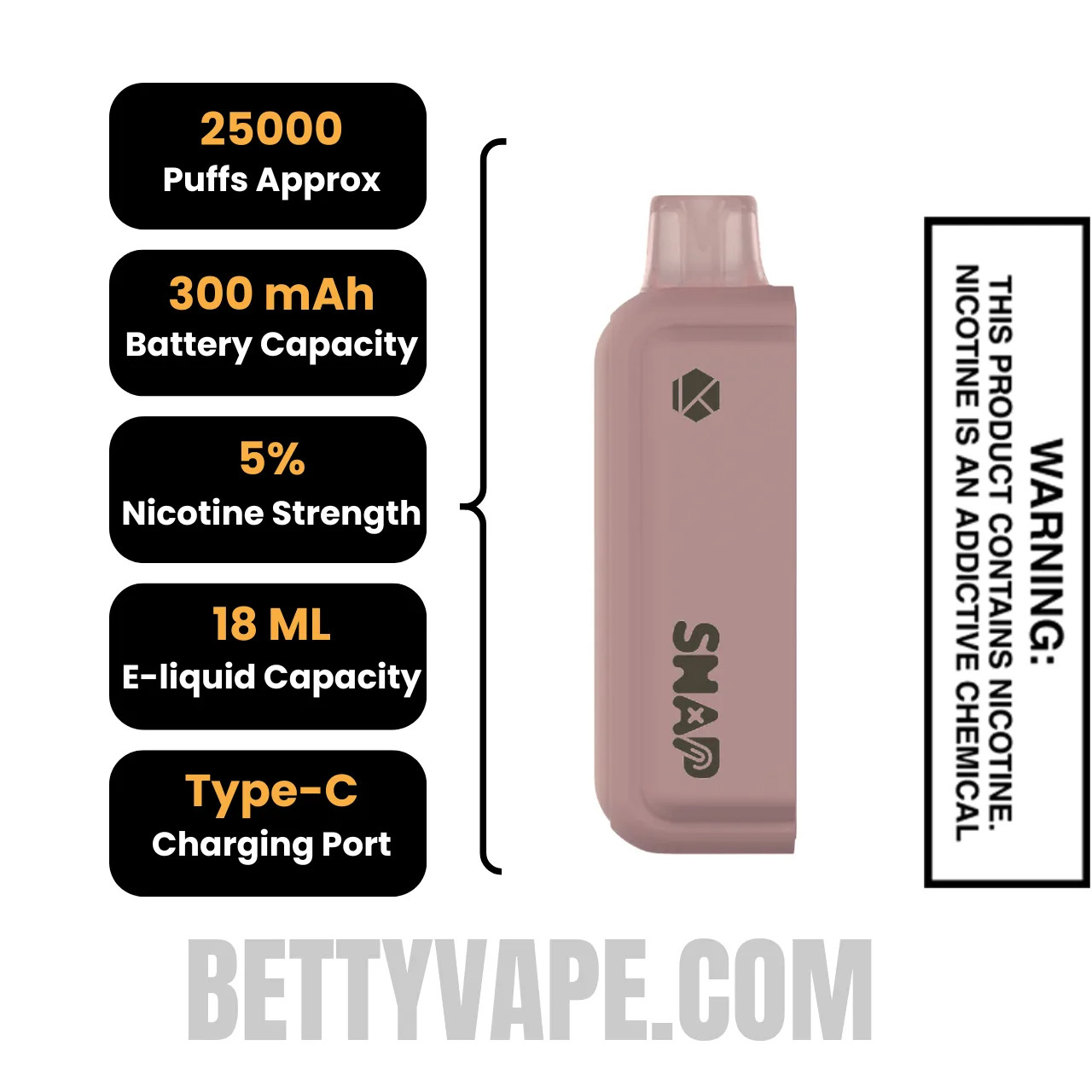 Tobacco Kado Bar Snap 25K Disposable Vape Pod Specifications