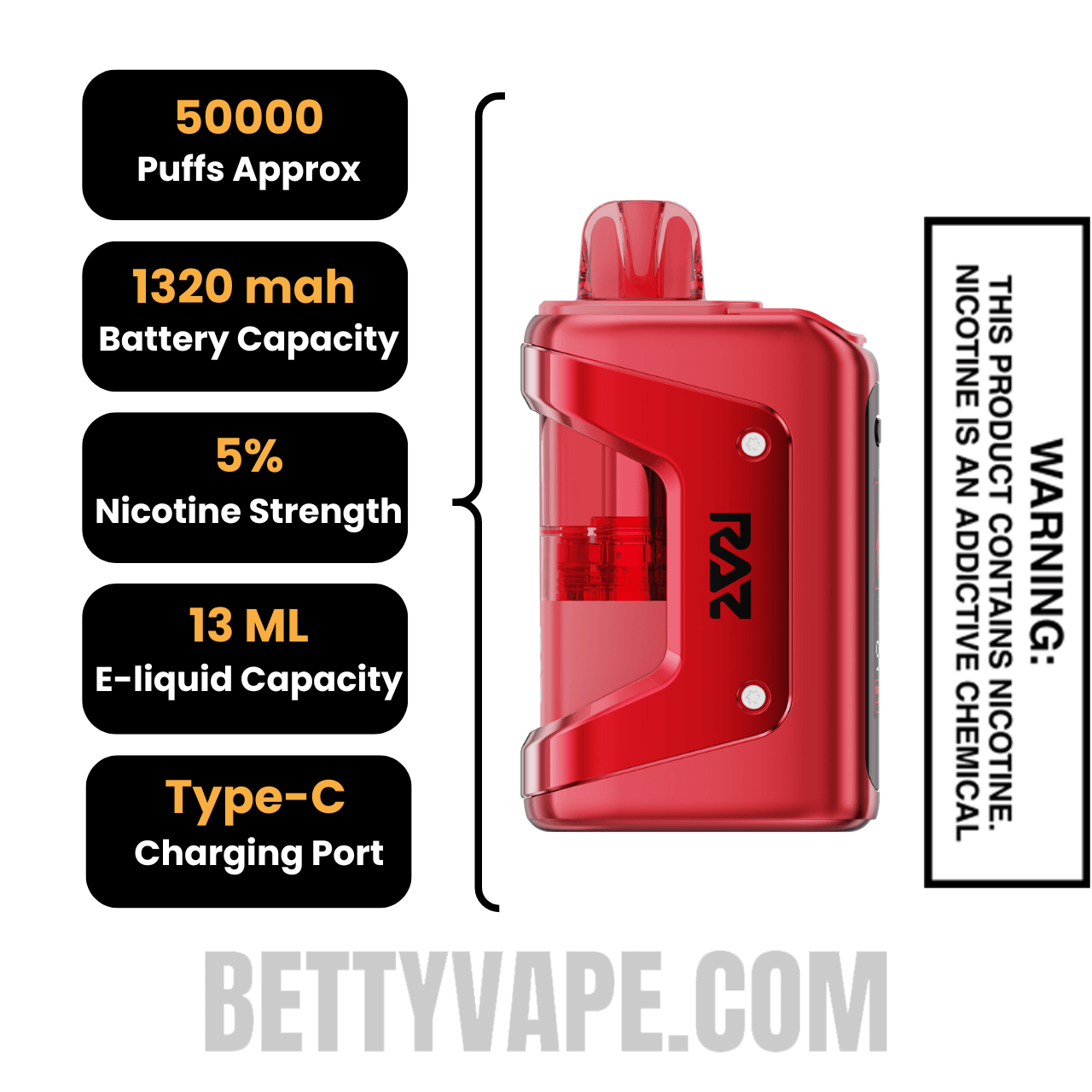 Hawaiian Punch RAZ VUE 50K Disposable Kit Specifications