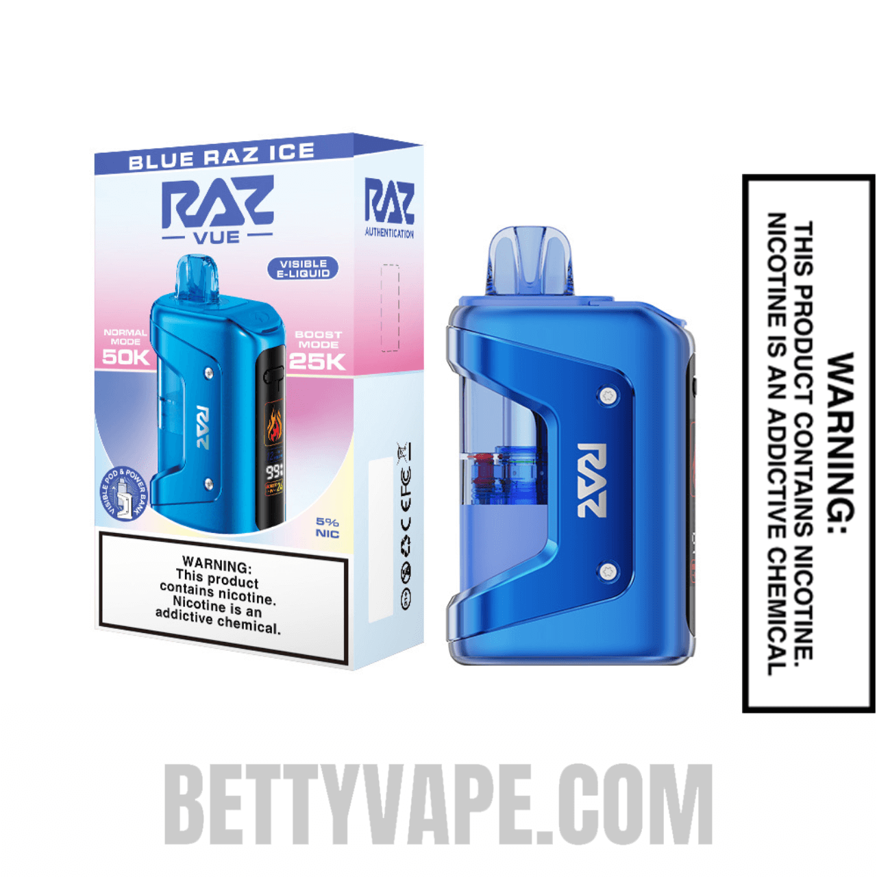 Blue Razz Ice RAZ VUE 50K Disposable Kit With Package Box