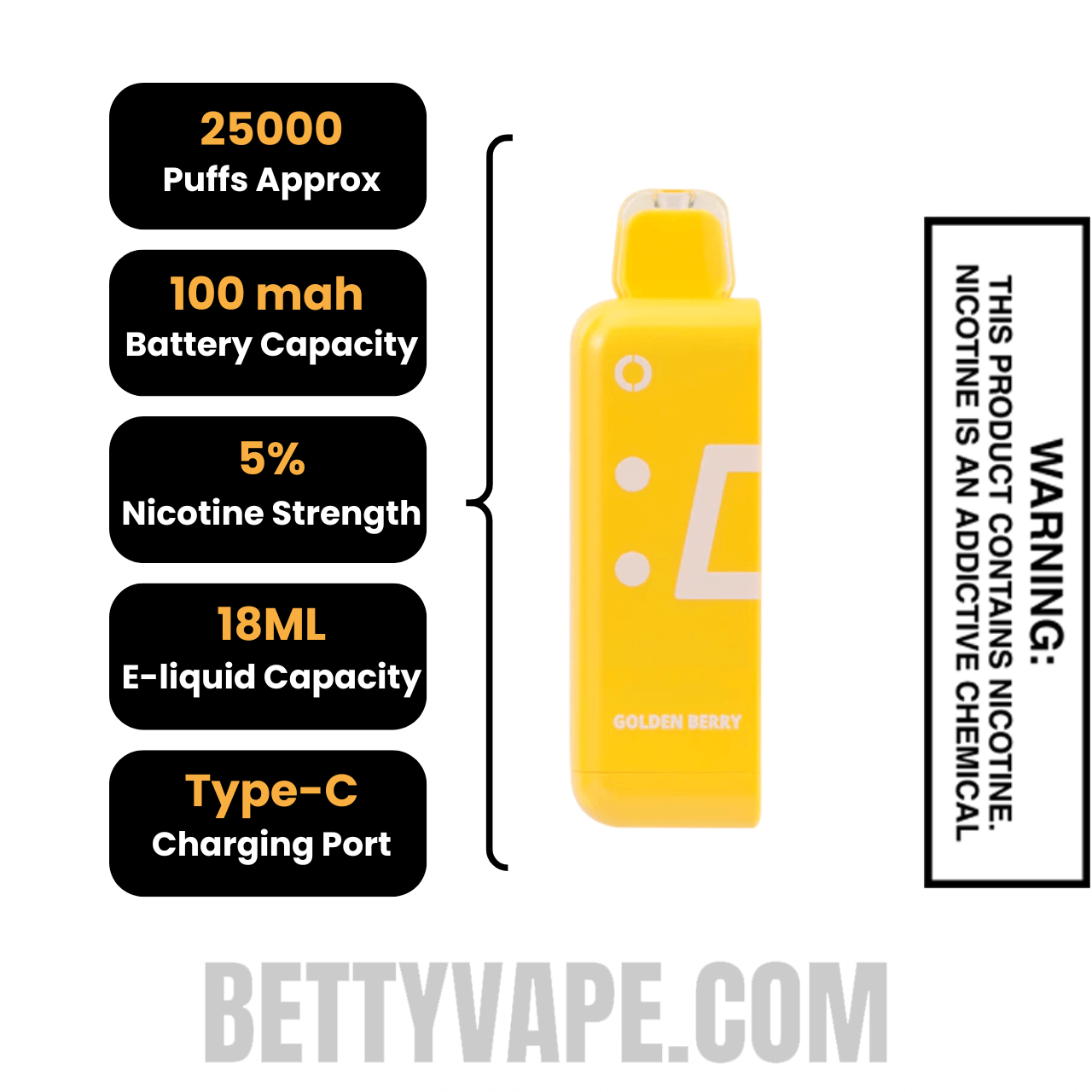 Golden Berry Off Stamp Classic Cube 25K Disposable Pod Specifications