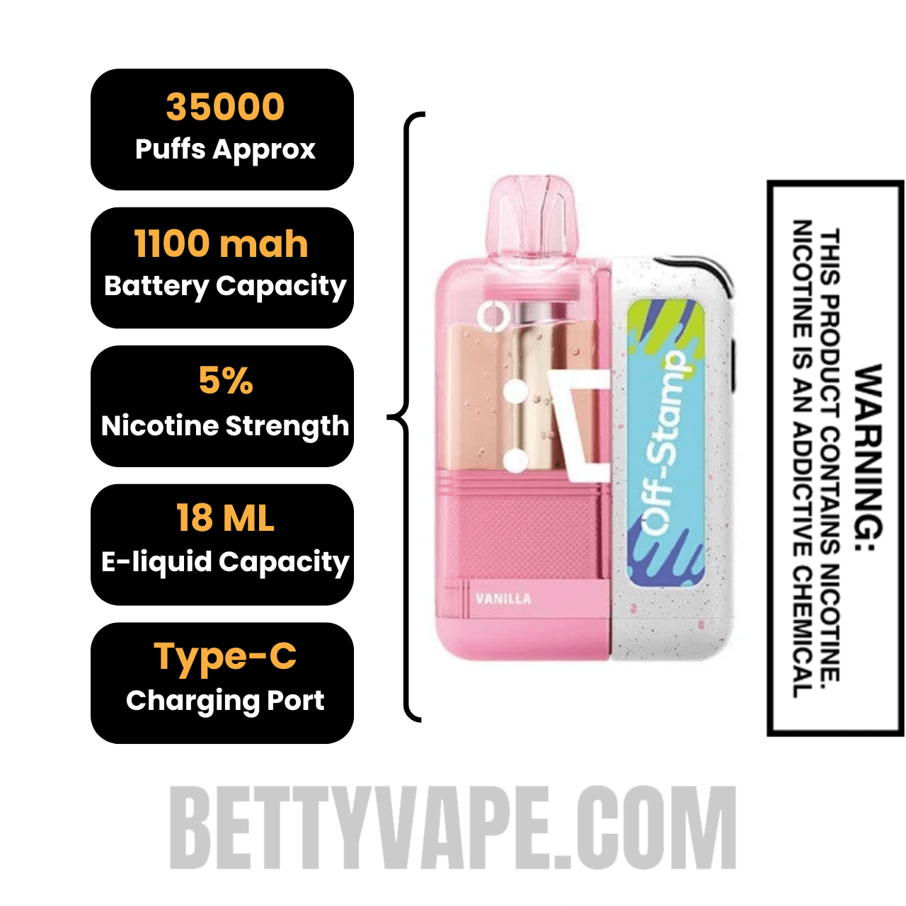 Vanilla Off Stamp X Cube Crystal Cube 35K Vape Kit Specifications