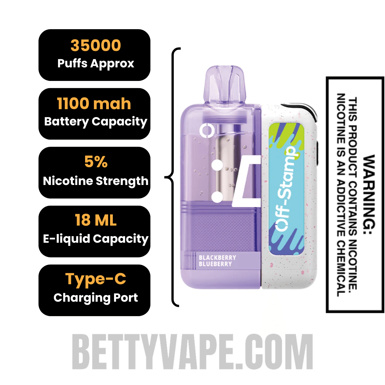 Blackberry Blueberry Off Stamp X Cube Crystal Cube 35K Vape Kit Specifications