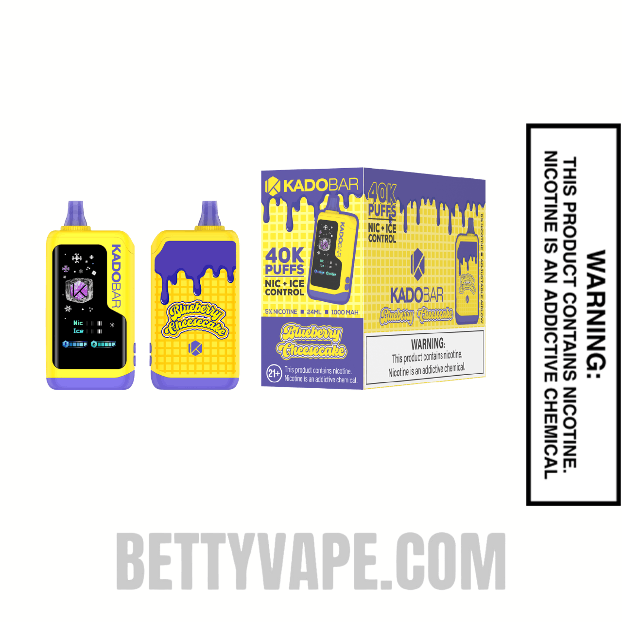 Blueberry Cheesecake Kado Bar NI40K Ice-Nic Control Disposable Vape With Bundle Pack