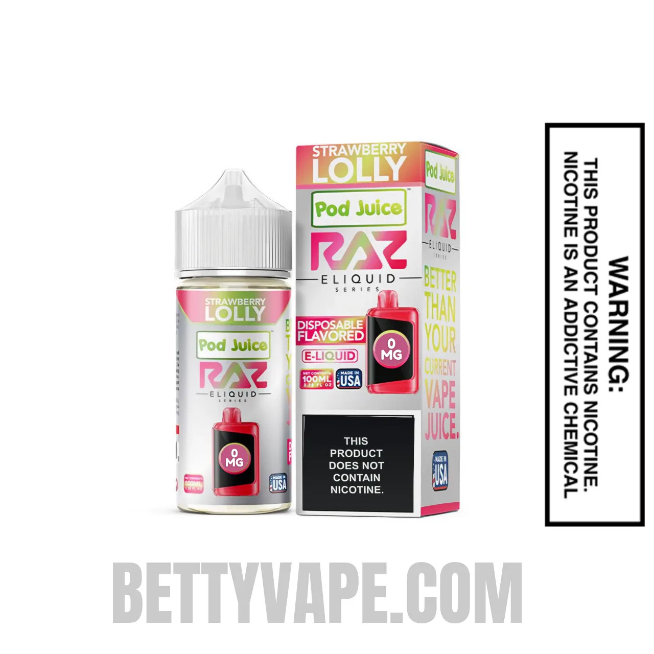 Strawberry Lolly Pod Juice X RAZ Vape Juice 100 ML With Package Box