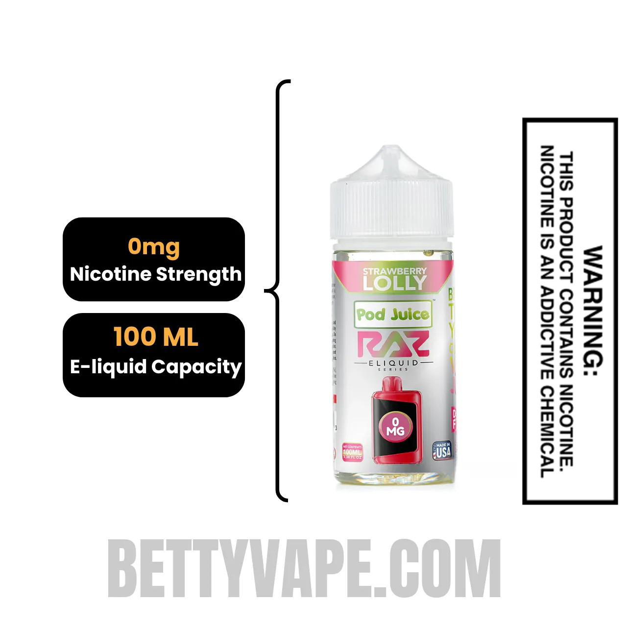 Strawberry Lolly Pod Juice X RAZ Vape Juice 100 ML Specifications