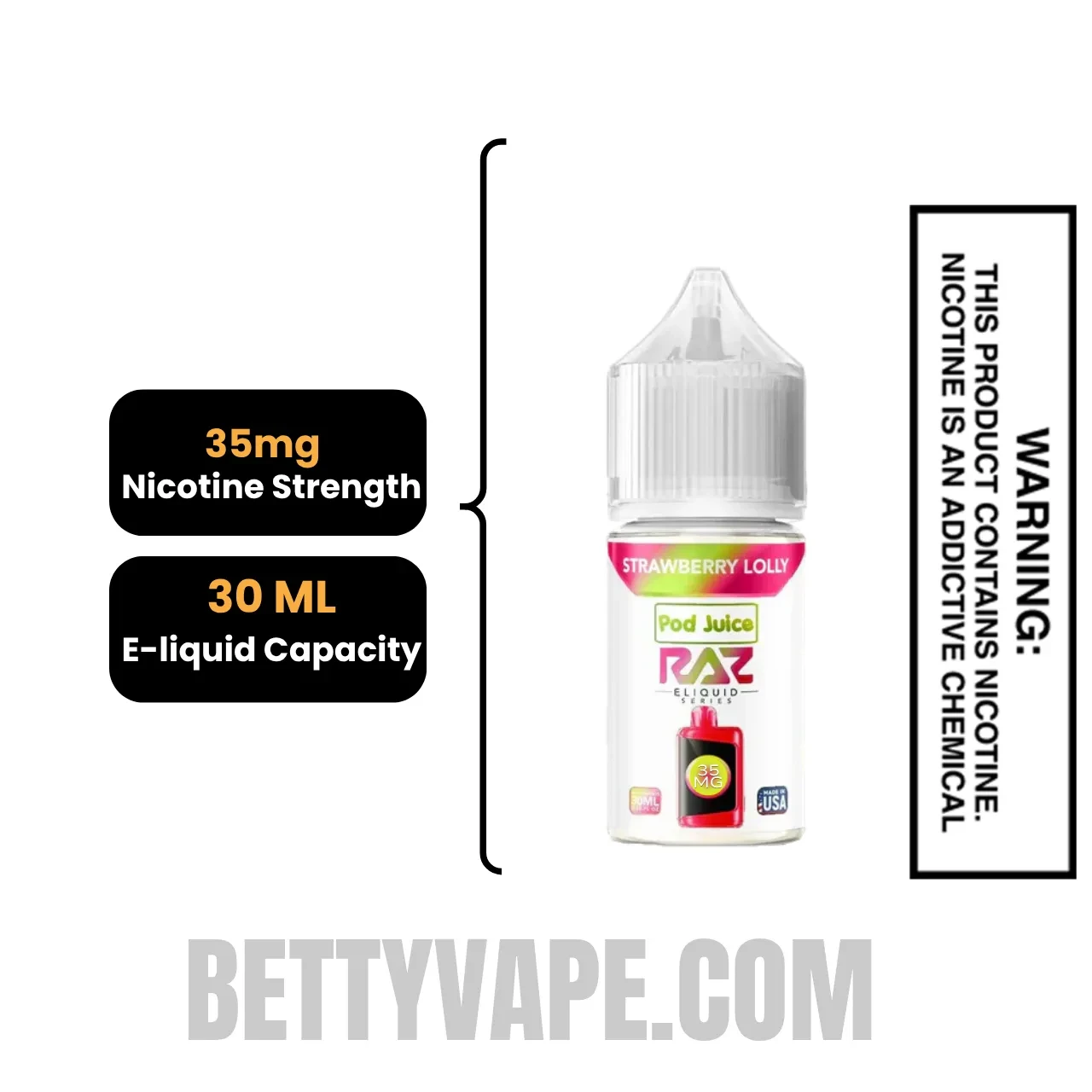 Strawberry Lolly Pod Juice X RAZ Salt Nic juice 30 ML Specifications