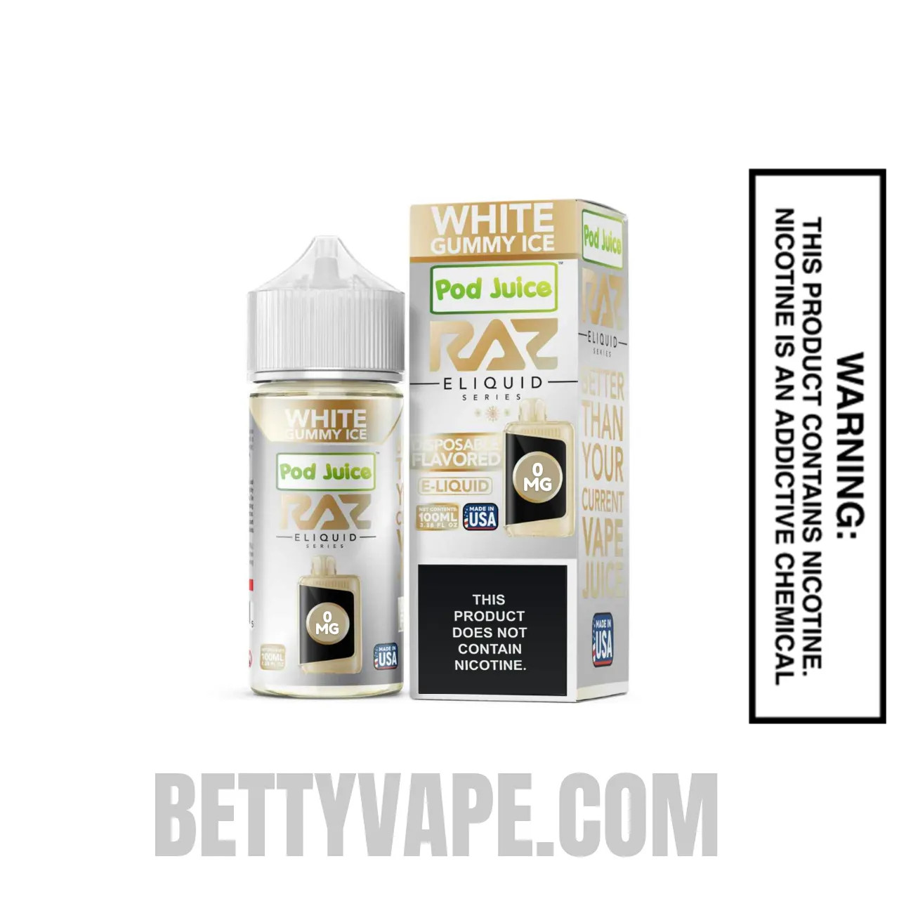 White Gummy Ice Pod Juice X RAZ Vape Juice 100 ML with package box