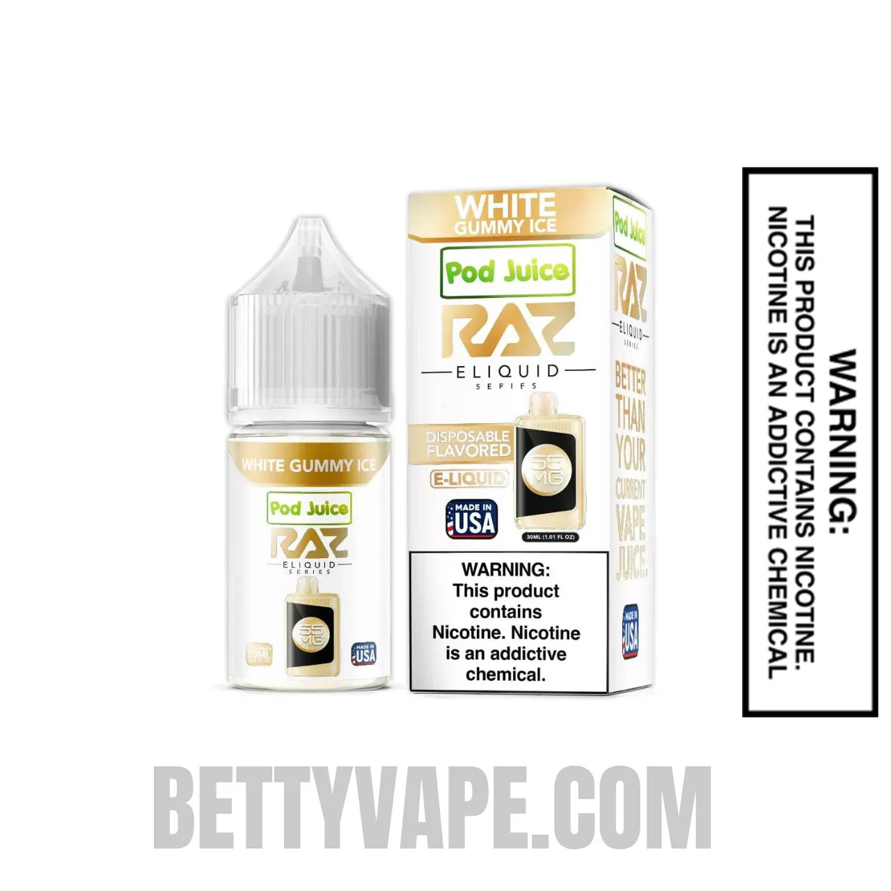 White Gummy Ice Pod Juice X RAZ Salt Nic juice 30 ML with package box