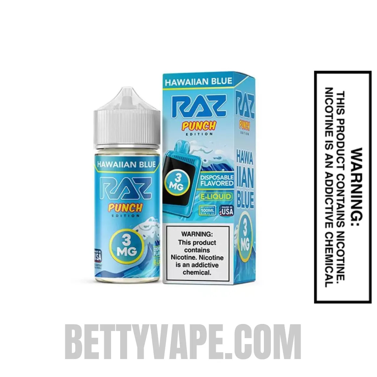 Hawaiian Blue RAZ Vape Juice 100 ML -3MG Package box