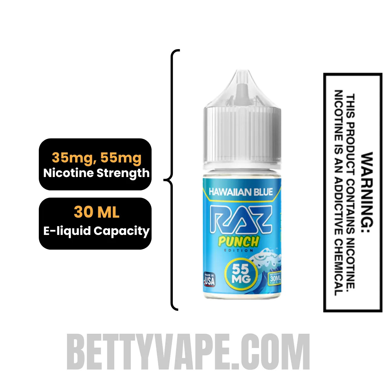 Hawaiian Blue RAZ Salt Nic Juice 30 ML Specifications