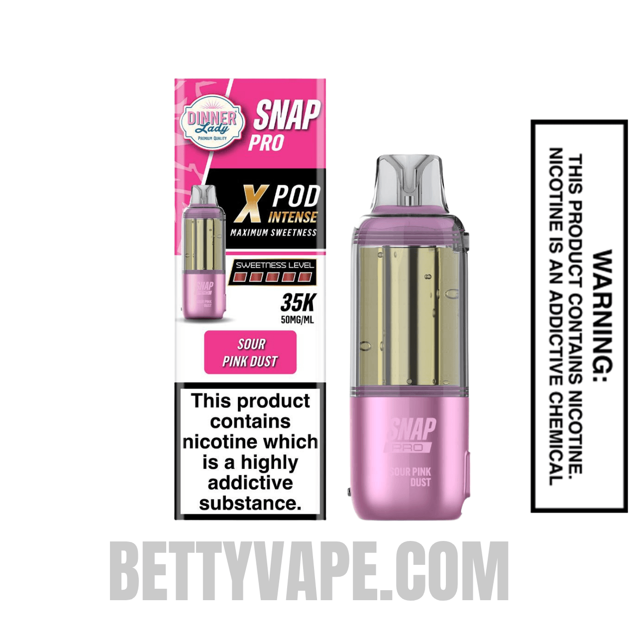 Sour Pink Dust Dinner Lady Snap Pro 35K Disposable Vape Pod With Package Box