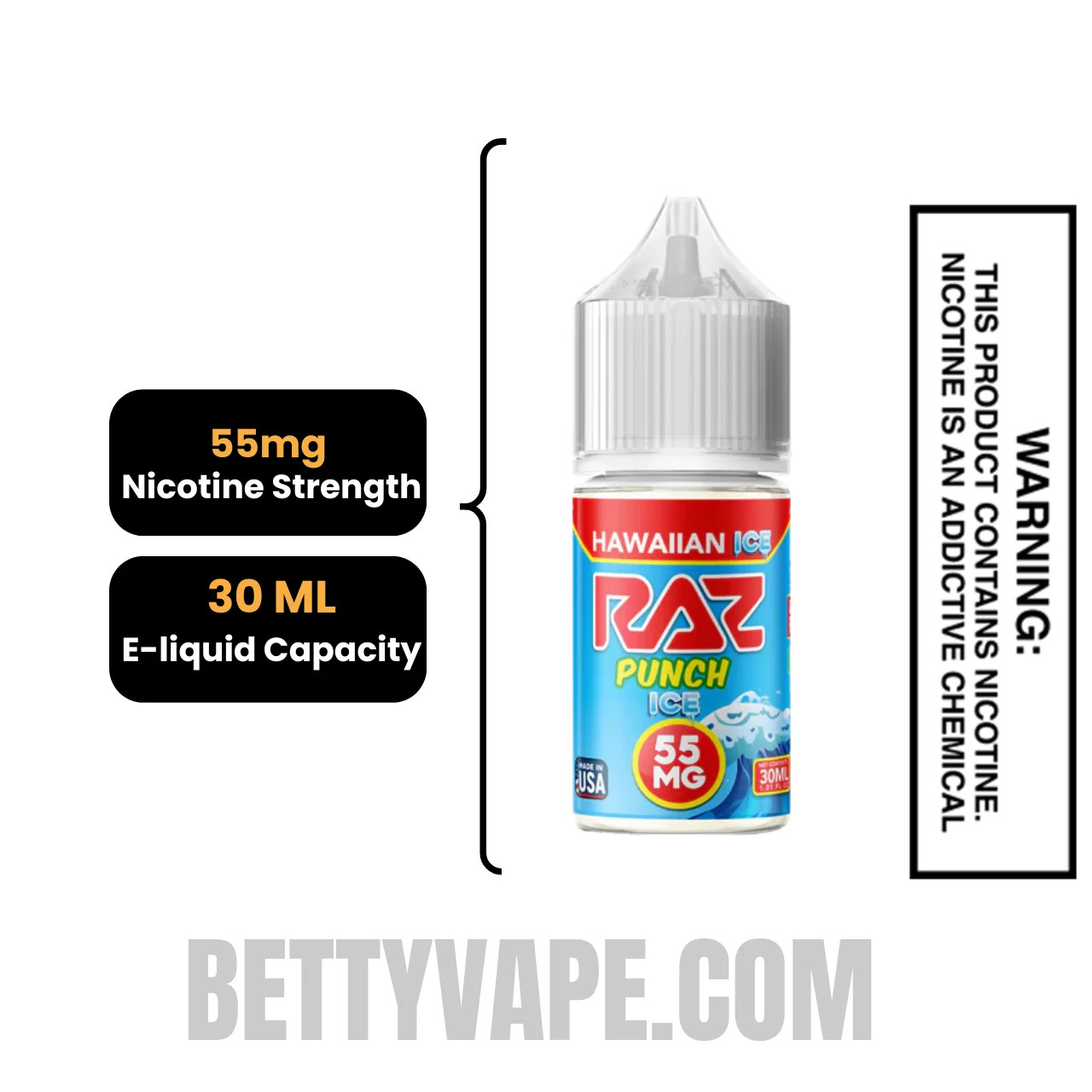Hawaiian Ice RAZ Salt Nic juice 30 ML Specifications