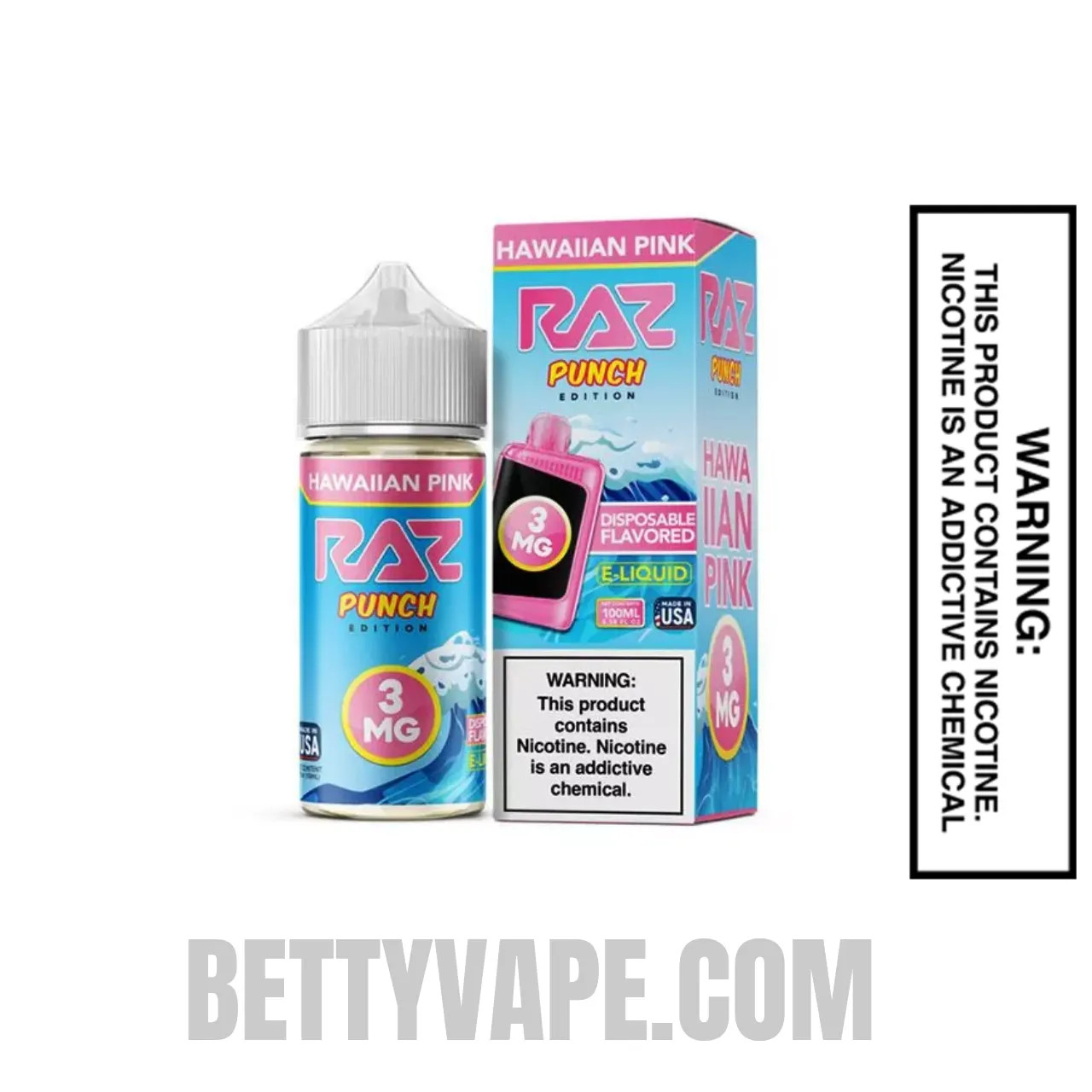 Hawaiian Pink RAZ Vape Juice 100 ML -3MG Package Box