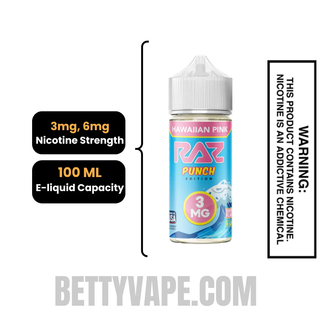 Hawaiian Pink RAZ Vape Juice 100 ML Specifications