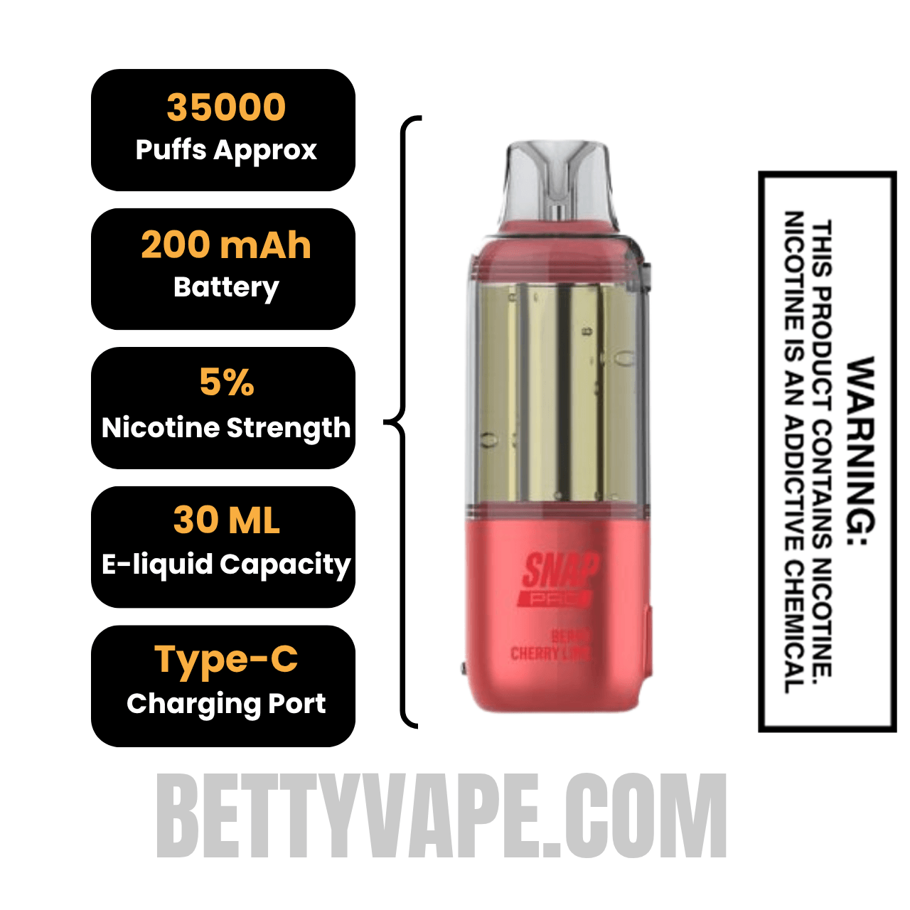 Berry Cherry Lime Dinner Lady Snap Pro Intense 35K Pre-filled Replacement Pod Specifications