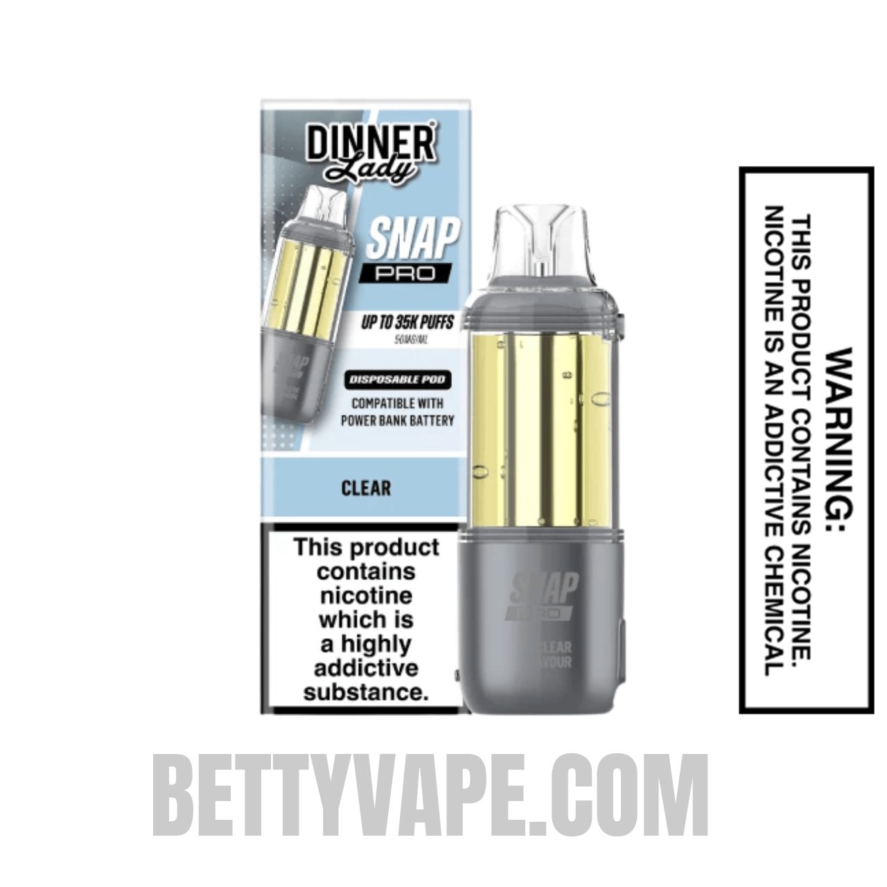 Clear Dinner Lady Snap Pro 35K Disposable Vape Pod With Package Box