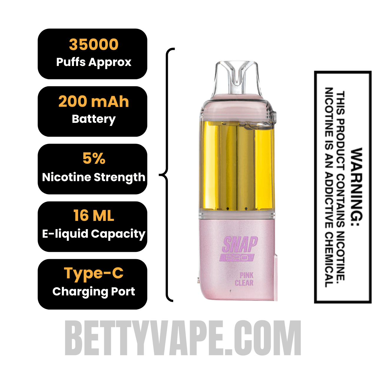 Clear Pink Dinner Lady Snap Pro 35K Disposable Vape Pod With Package Box