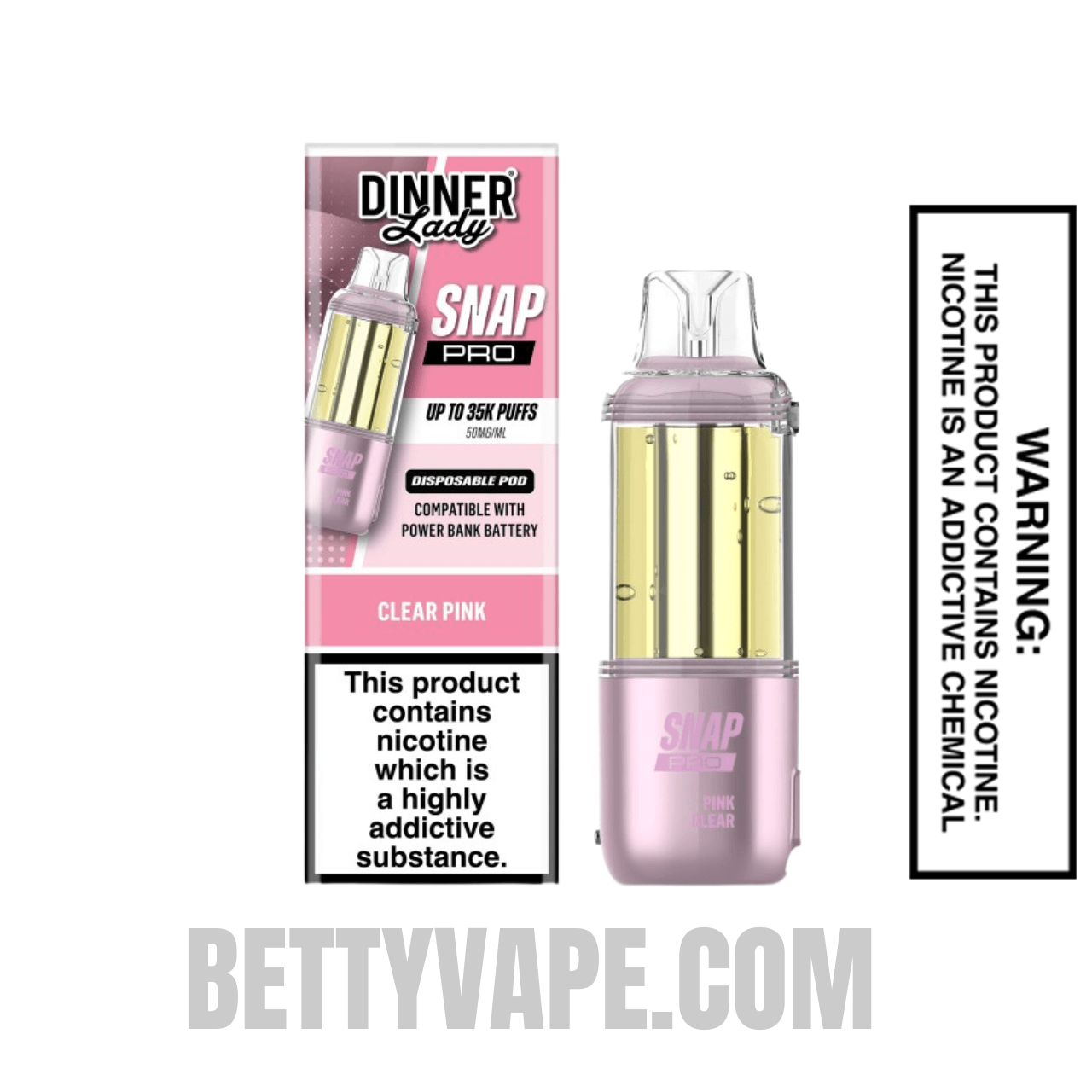 Clear Pink Dinner Lady Snap Pro 35K Disposable Vape Pod Specifications