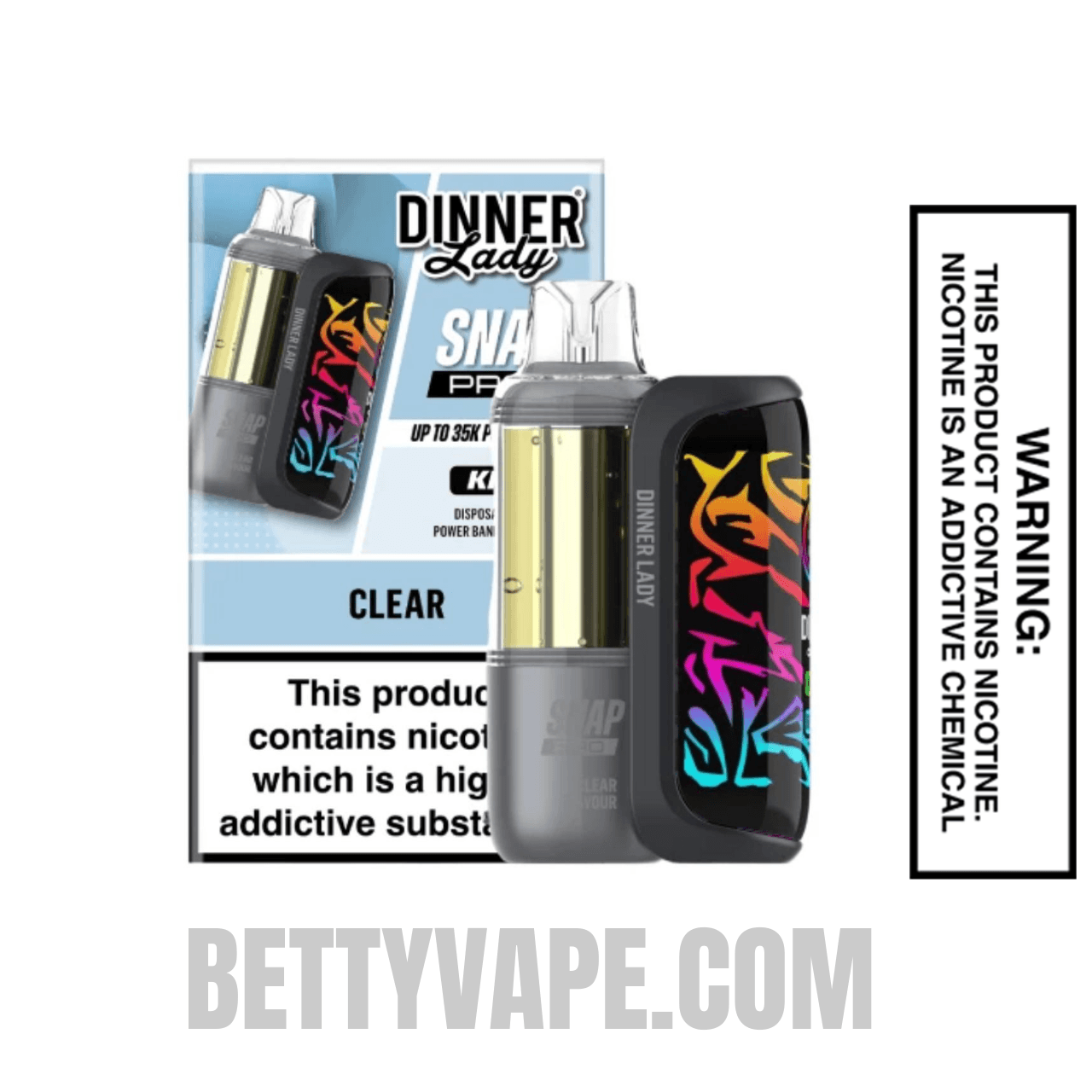 Clear Dinner Lady Snap Pro 35K Disposable Vape Kit With Package Box