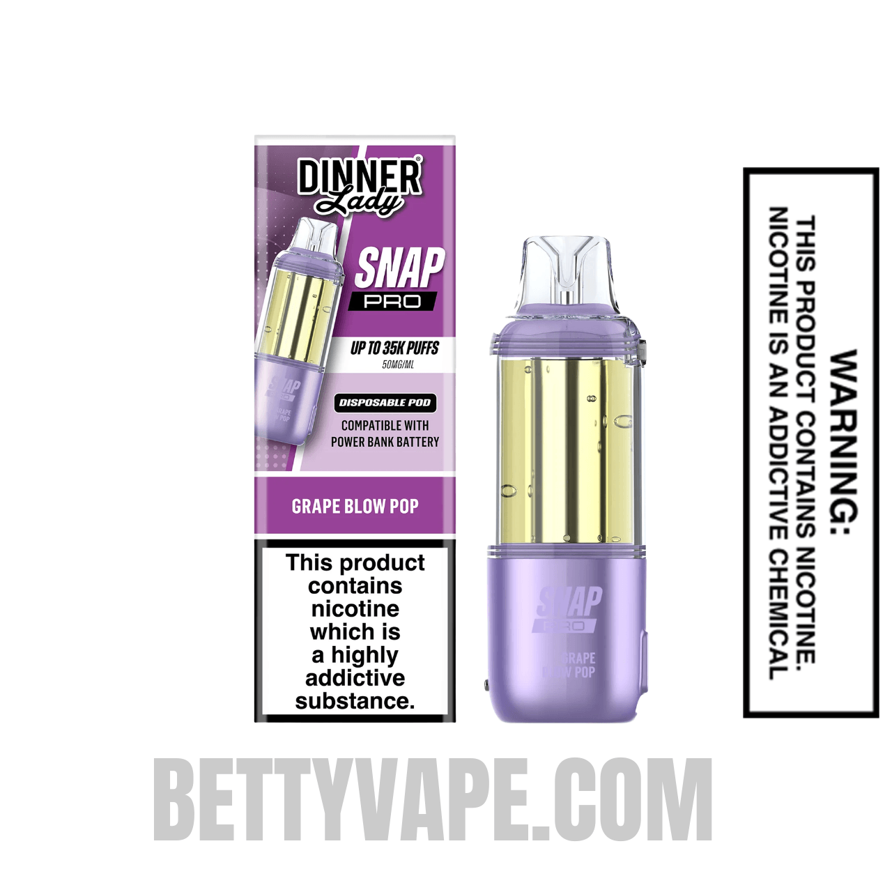 Grape Blow Pop Dinner Lady Snap Pro 35K Disposable Vape Pod With Package Box