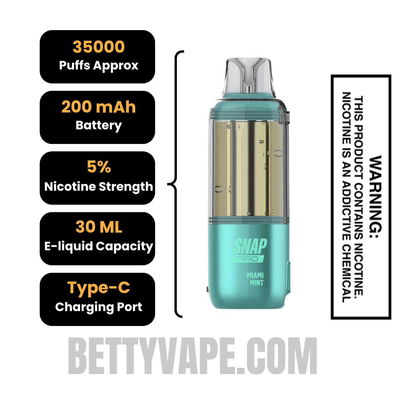 Miami Mint Dinner Lady Snap Pro Intense 35K Pre-filled Replacement Pod Specifications